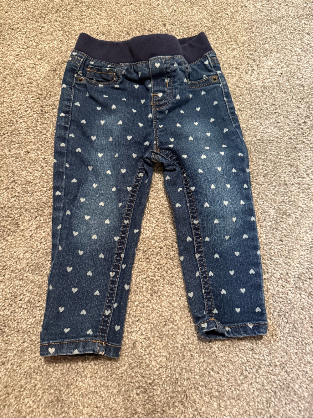 Cat & Jack Navy Heart-Print Denim Jeggings